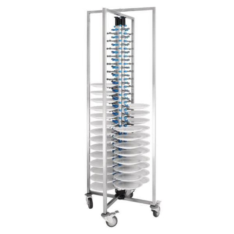 Vogue Mobile Plate Rack 84 Plates Stainless Steel - GK978