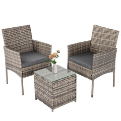 ICE Group 2 Seater PE Rattan Outdoor Furniture Chat Set- Mixed Grey