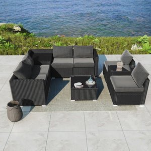 ICE Group Modular Outdoor Lounge Set &#8211; 9pcs Sofa, Armchairs and Coffee Table