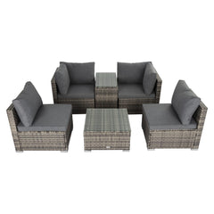 ICE Group Outdoor Modular Lounge Sofa with Wicker End Table Set