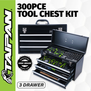 ICE Group Taipan 300PCE 3 Drawer Tool Chest Kit Premium Quality Chrome Vanadium Steel